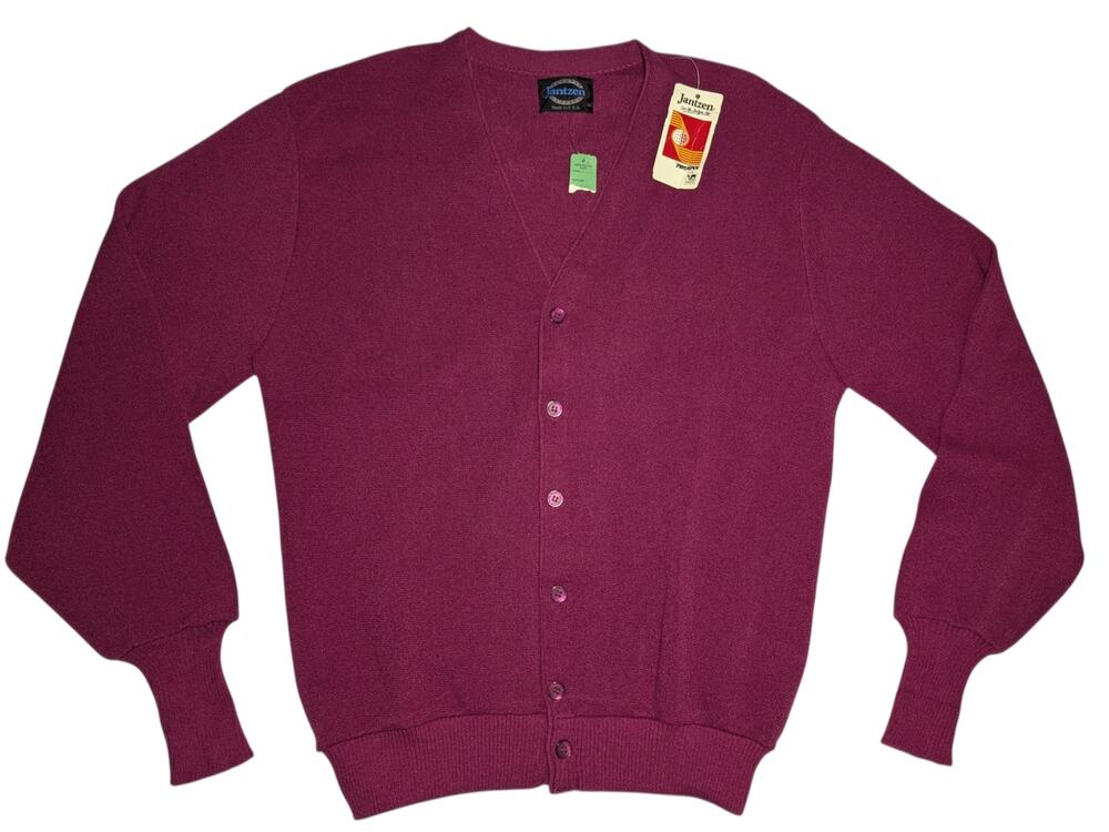 Vintage Jantzen Burgundy Button Up V-Neck Cardigan M